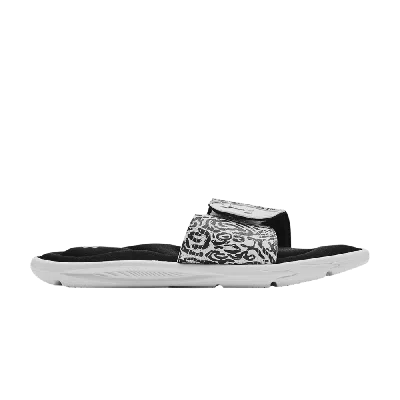 Pre-owned Under Armour Wmns Ignite 4 Graphic Strap Slide 'zebra' In White