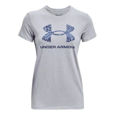 Under Armour (wmns)  Graphic Training Sports Print Crewneck Short Sleeve Grey In Gray