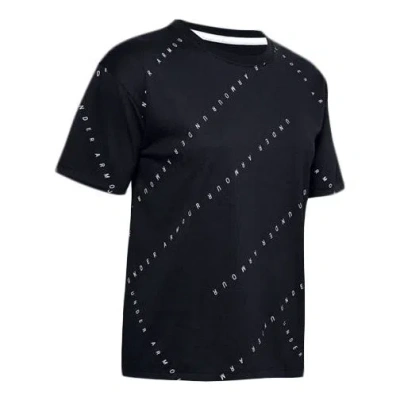 Under Armour (wmns)  Logo Live Training Sports Printing Short Sleeve Black In Blue