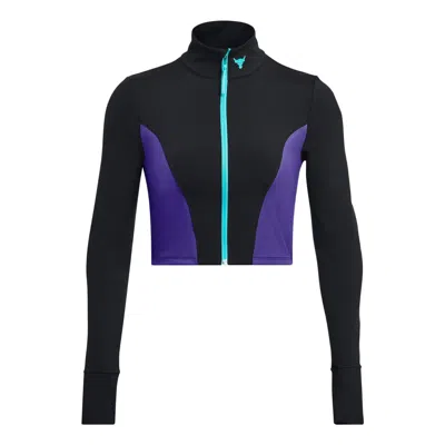 Under Armour (wmns)  Project Rock Letsgo Crop Full Zip T-shirt 'black Purple'