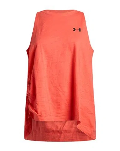 Under Armour Woman Tank Top Salmon Pink Size Xl Cotton In Red