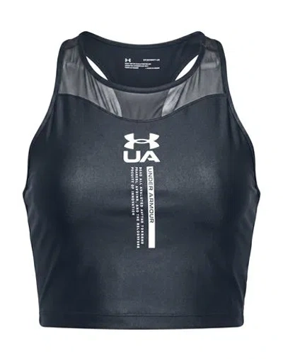 Under Armour Woman Top Black Size Xs Nylon, Elastane In Blue