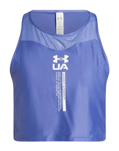 Under Armour Woman Top Slate Blue Size L Nylon, Elastane