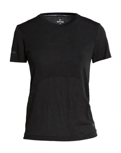 Under Armour Woman T-shirt Charcoal Size Xs Nylon, Polyester In Black