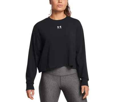 Under Armour Women's Active Campus Boxy Cropped Long-sleeve T-shirt In Black
