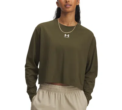 Under Armour Women's Active Campus Boxy Cropped Long-sleeve T-shirt In Green