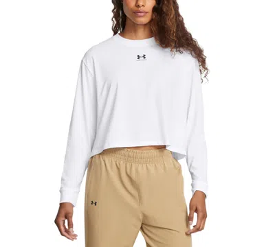 Under Armour Women's Active Campus Boxy Cropped Long-sleeve T-shirt In White