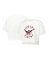 Under Armour Women's Cream Auburn Tigers Iconic Heavyweight Soft Boxy Cropped T-shirt In White