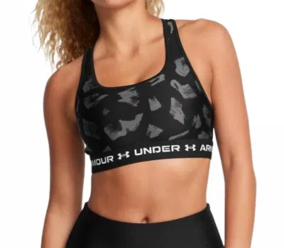 Under Armour Women's Crossback Mid Print Sports Bra In Black/anthracite/white In Multi