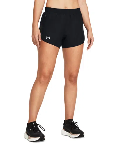 Under Armour Women's Fly By Mesh-panel Running Shorts In Black,black,reflective