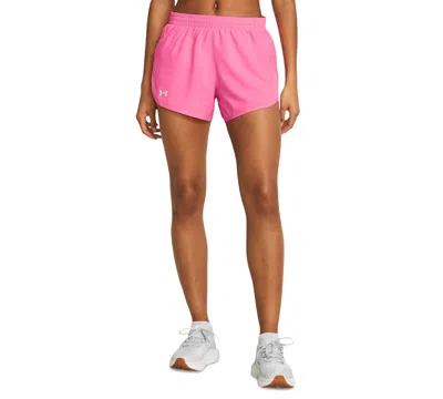 Under Armour Women's Fly By Mesh-panel Running Shorts In Black,purple Ace,reflective
