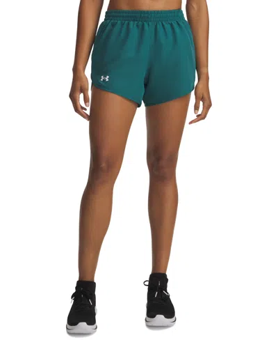 Under Armour Women's Fly By Mesh-panel Running Shorts In Green