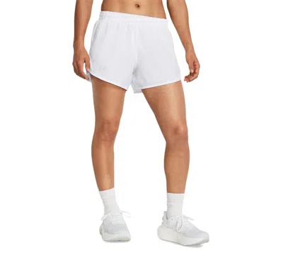 Under Armour Women's Fly By Mesh-panel Running Shorts In White,white,reflective