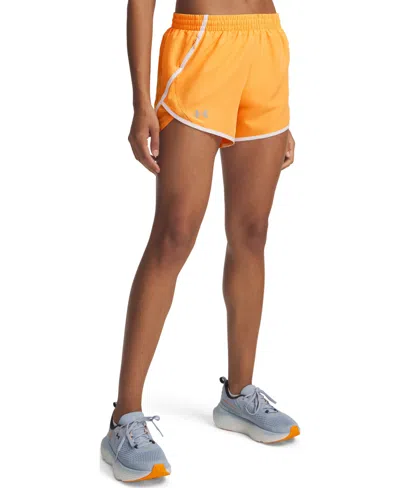 Under Armour Women's Fly By Mesh-panel Running Shorts In Orange