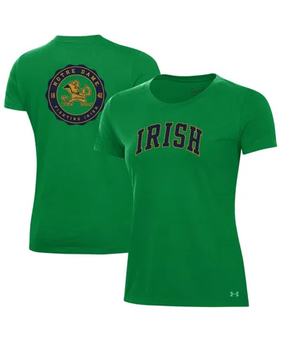 Under Armour Women's Green Notre Dame Fighting Irish Essentials 2-hit Performance T-shirt