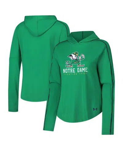 Under Armour Women's Green Notre Dame Fighting Irish Game Day Knockout Long Sleeve Hooded T-shirt