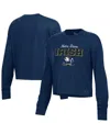 Under Armour Women's Heather Navy Notre Dame Fighting Irish Essentials Icon Ultra-soft Cropped Long Sleeve Tri-bl In Blue