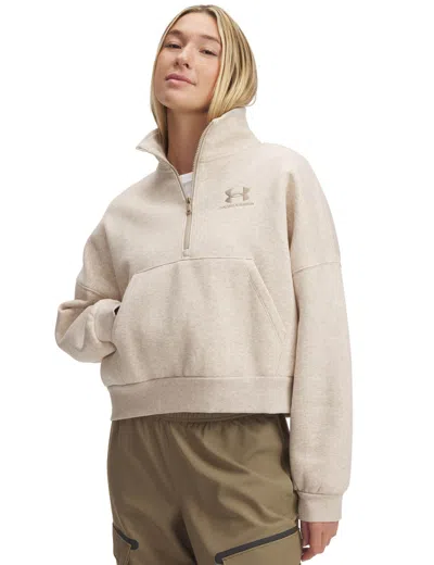 Under Armour Women's Icon Fleece Oversized 1/2 Zip In Neutral