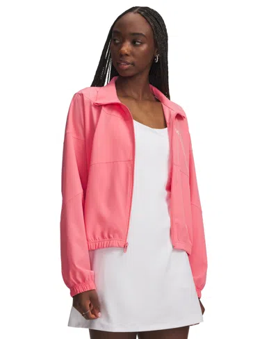 Under Armour Women's Logo Rival Woven Jacket In Pink