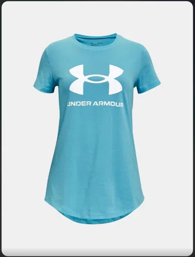 Under Armour Women's Logo Short Sleeve Tshirt In Light Pastel Blue