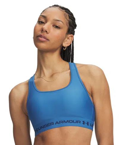 Under Armour Women's Medium Impact Sports Bra In Aegean Blue,blackout Navy