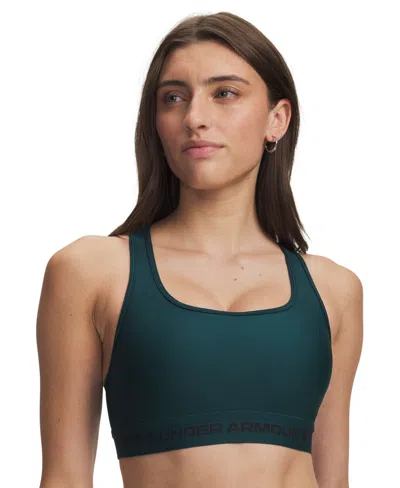 Under Armour Women's Medium Impact Sports Bra In Arden Green,black
