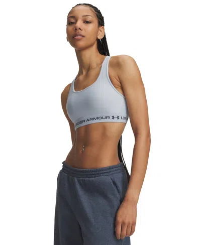 Under Armour Women's Medium Impact Sports Bra In Blue Fog,downpour Gray