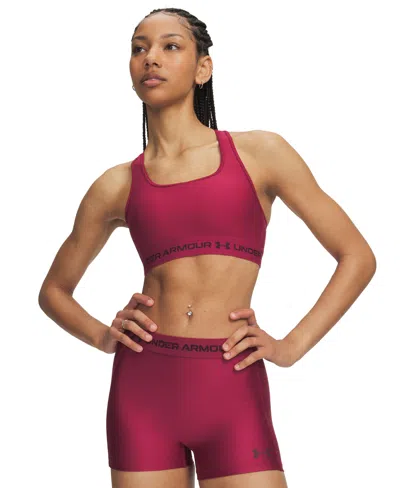 Under Armour Women's Medium Impact Sports Bra In Claret,ox Blood