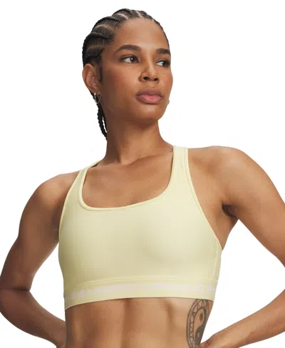 Under Armour Women's Medium Impact Sports Bra In Pale Lemon,white
