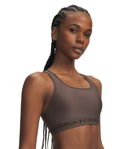 Under Armour Women's Medium Impact Sports Bra In Peppercorn,kona Brown