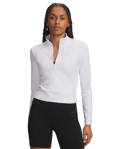 Under Armour Women's Motion Half-zip Sweatshirt In White,halo Gray