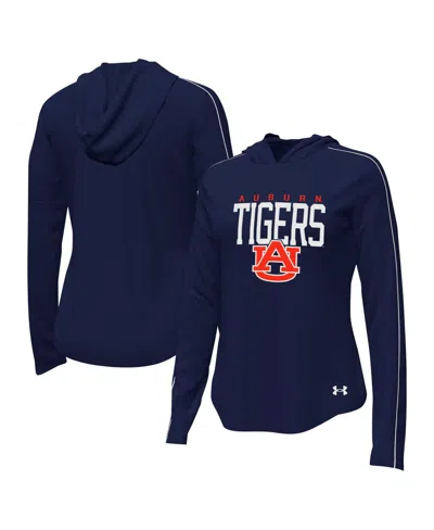 Under Armour Navy Auburn Tigers Gameday Knockout Long Sleeve Hooded T-shirt In Blue