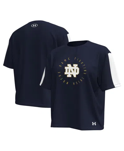 Under Armour Women's Navy Notre Dame Fighting Irish Challenger Waist Length Boxy Oversized T-shirt