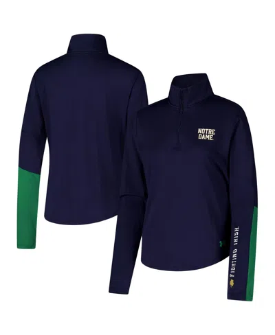 Under Armour Women's Navy Notre Dame Fighting Irish Gameday Knockout Sleeve Hit Quarter-zip Jacket