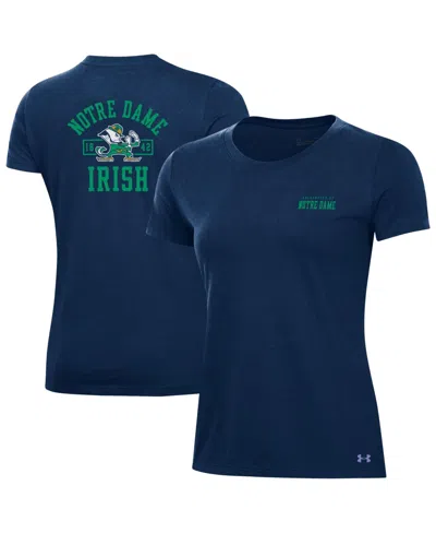 Under Armour Women's Navy Notre Dame Fighting Irish Performance Cotton T-shirt In Blue