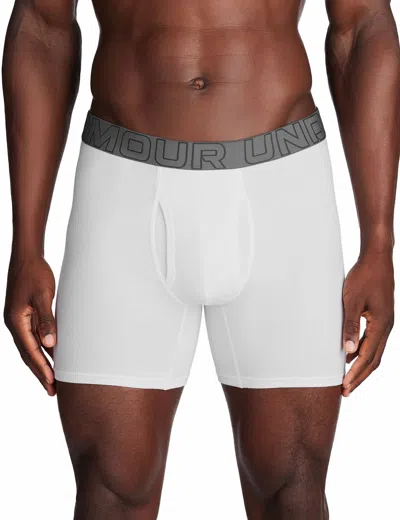 Under Armour Women's Performance Cotton- Solid 6” 3pk In White