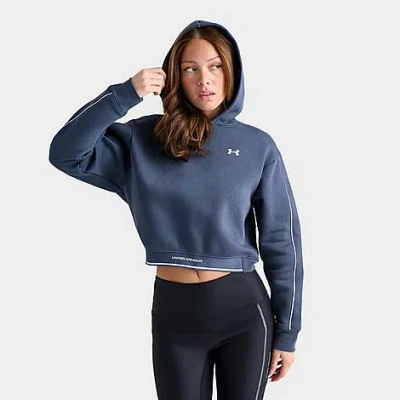 Under Armour Women's Piping Cropped Pullover Hoodie In Blue