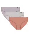 Under Armour Women's Pure Stretch 3-pack No Show Bikini In Multi