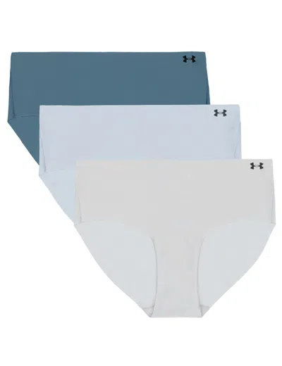 Under Armour Women's Pure Stretch 3-pack No Show Hipster In Gray