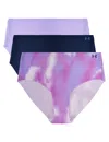 Under Armour Women's Pure Stretch 3-pack No Show Hipster In Multi