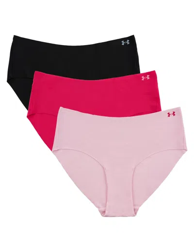 Under Armour Women's Pure Stretch 3-pack No Show Hipster In Pink