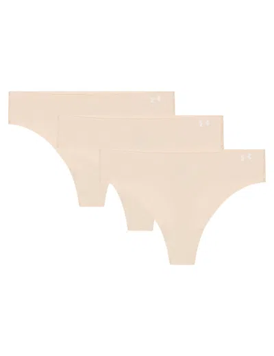 Under Armour Women's Pure Stretch 3-pack No Show Thong In Neutral