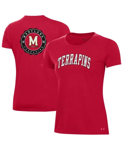 Under Armour Women's Red Maryland Terrapins Essentials 2-hit Performance T-shirt