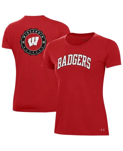 Under Armour Women's Red Wisconsin Badgers Essentials 2-hit Performance T-shirt