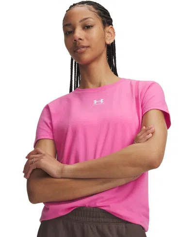 Under Armour Women's Rival Core Short Sleeve Crew Neck In Animal Print