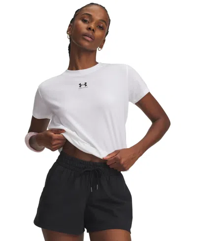 Under Armour Women's Rival Core Short Sleeve Crew Neck In White