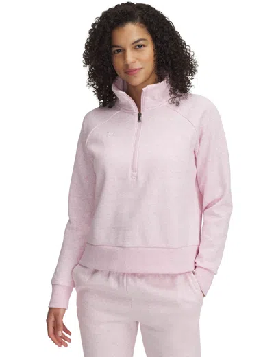 Under Armour Women's Rival Fleece 1/2 Zip In Pink