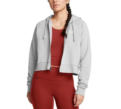 Under Armour Women's Rival Fleece Cropped Zippered Hoodie In Tetra Gray