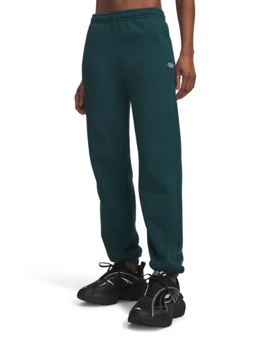 Under Armour Women's Rival Fleece Gym Pants In Arden Green,white