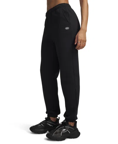 Under Armour Women's Rival Fleece Gym Pants In Ultimate Black,white